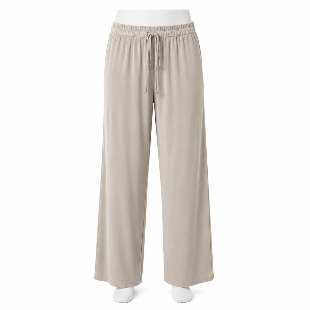 NWT Signet Sportswear Pull On Pants Gray Elastic Waist Womens L Travel Casual